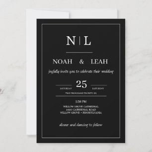 Convite de Casamento Minimalista Preto • Moderno S