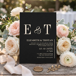 Convite de Casamento Minimalista Preto Simples