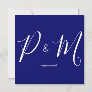 Convite de Casamento Minimalista Quadrado Azul Índ