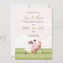 Convite de Casamento Minimalista Rosa