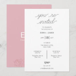 Convite de Casamento Minimalista Rosa Bege