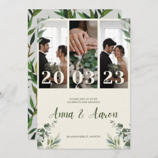 Convite De Casamento Minimalista Rosa E Verde