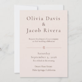 Convite de Casamento Minimalista Rosa Empoeirado