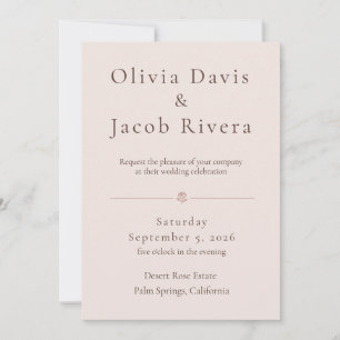 Convite de Casamento Minimalista Rosa Empoeirado