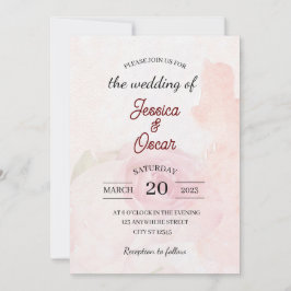 Convite de Casamento Minimalista Rosa Vintage