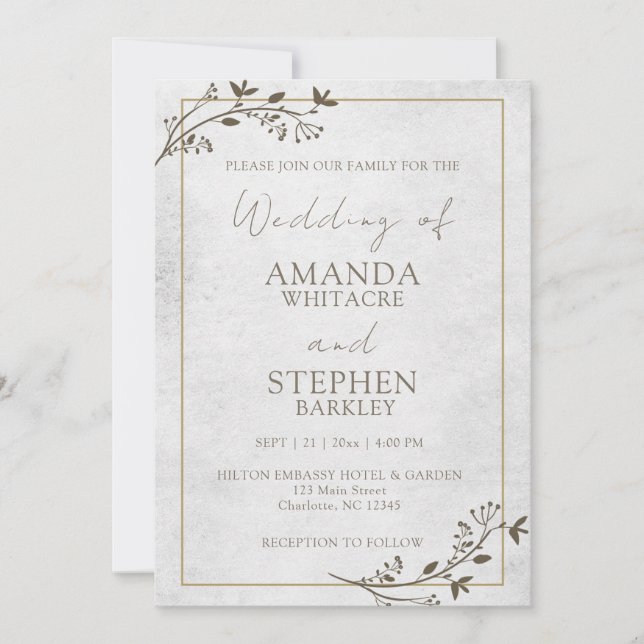 Convite de Casamento Minimalista Roteiro Orçamento (Frente)