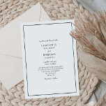 Convite De Casamento Minimalista Simples<br><div class="desc">Este simples convite de casamento minimalista é perfeito para o seu elegante casamento moderno. Este design apresenta um guião preto simples sobre um fundo branco brilhante neutro para corresponder ao seu casamento clássico tradicional ou ao casamento de boho minimalista no primavera, verão, outono ou inverno. Por favor, sinta-se à vontade...</div>