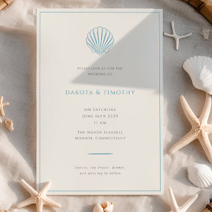 Convite de casamento Minimalista Simples Azul Conc