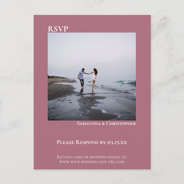 Convite de Casamento Minimalista Simples em Rosa P (Frente)