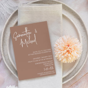 Convite de Casamento Minimalista Simples Mocha Mou
