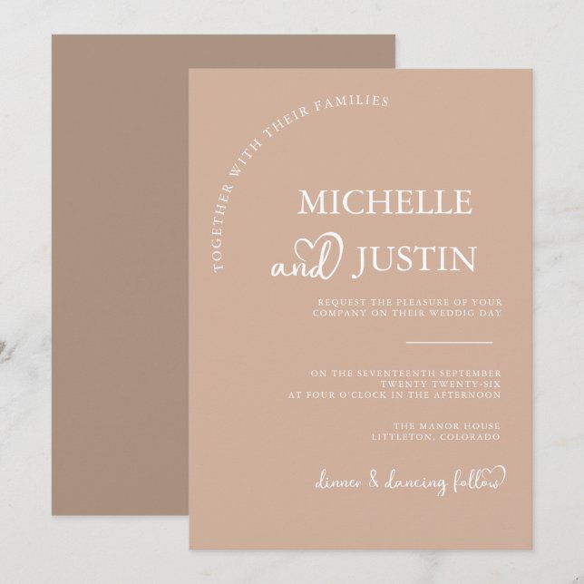 Convite de Casamento Minimalista Simples Moderno (Frente/Verso)