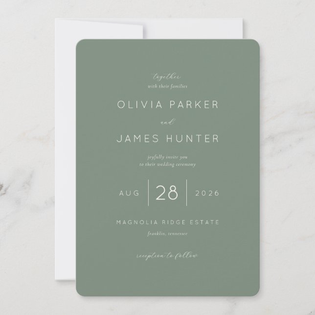 Convite de Casamento Minimalista Sophisticated Sag (Frente)