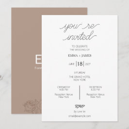 Convite de Casamento Minimalista Taupe Mocha