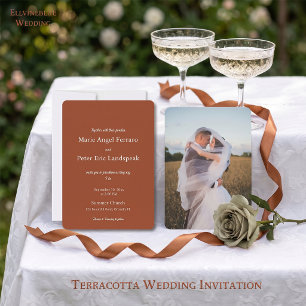 Convite de Casamento Minimalista Terracota Laranja