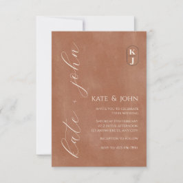 Convite de Casamento Minimalista Terracota | Moder
