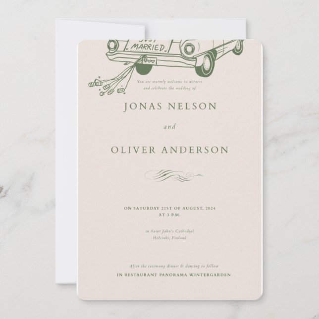 Convite de Casamento Minimalista Verde 2025 (Frente)