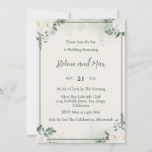 Convite de Casamento Minimalista Verde Floresta