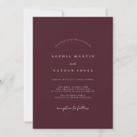 Convite de Casamento Minimalista Vinho Borgonha