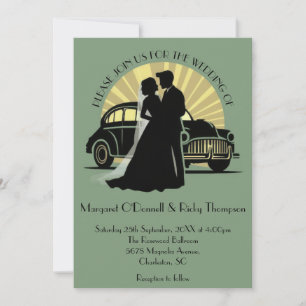 Convite de Casamento Minimalista Vintage Art Déco