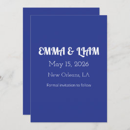 Convite de casamento mínimo a frio em azul profund