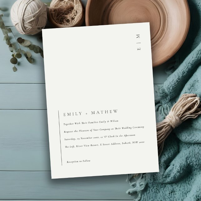 Convite de casamento mínimo de tipografia branca p (Criador carregado)