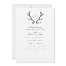Convite de casamento Mínimo Rústico Antler e Inici