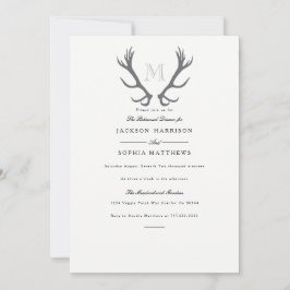 Convite de casamento Mínimo Rústico Antler e Inici