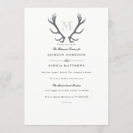 Convite de casamento Mínimo Rústico Antler e Inici