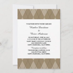 Convite de casamento Mocha Argyle