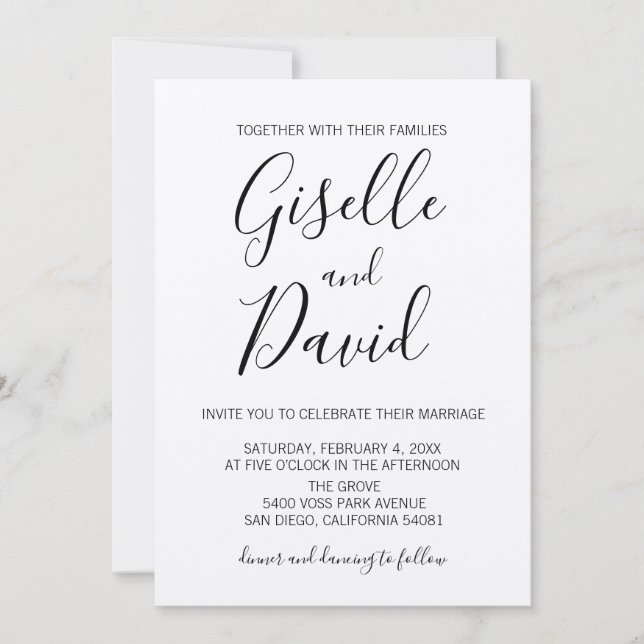 Convite de Casamento Modern Kraft Script (Frente)