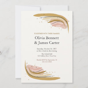 Convite de Casamento Moderno Abstrato com Pincelad