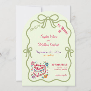 Convite de Casamento Moderno Arco em Pastel Retrô