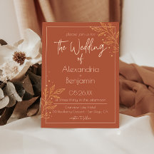 Convite de Casamento Moderno Boho Terroso Marrom e