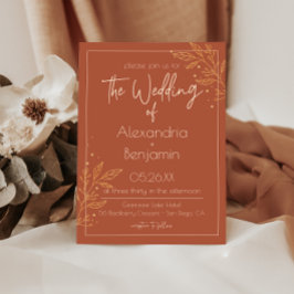 Convite de Casamento Moderno Boho Terroso Marrom e