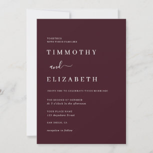 Convite de Casamento Moderno Borgonha