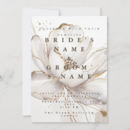 Convite de Casamento Moderno Branco Magnólia Doura
