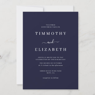 Convite de Casamento Moderno Casamento Azul Marinh