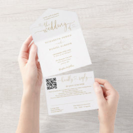 Convite de Casamento Moderno Código QR Script Cora