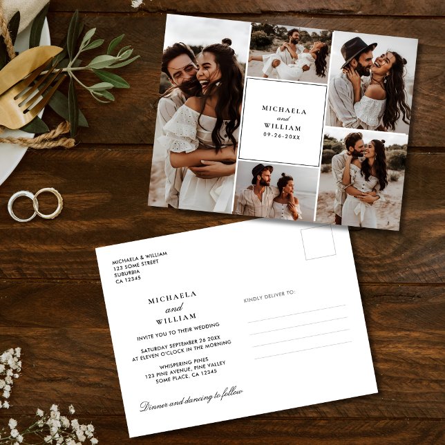 Convite de Casamento Moderno com 5 Fotos (Criador carregado)