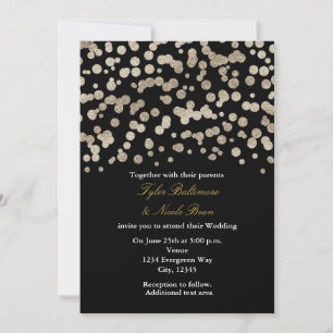 Convite de Casamento Moderno com Brilho Preto e Do