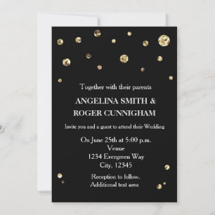 Convite de Casamento Moderno com Brilho Preto e Do