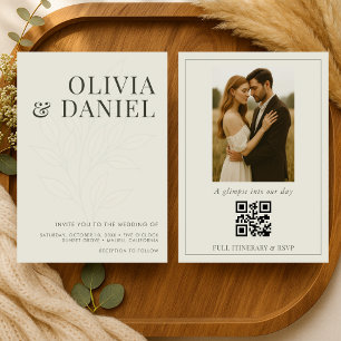 Convite de Casamento Moderno com Código QR e Foto