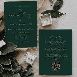 Convite de Casamento Moderno com Código QR Esmeral
