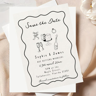 Convite de casamento moderno com desenho fofo feit