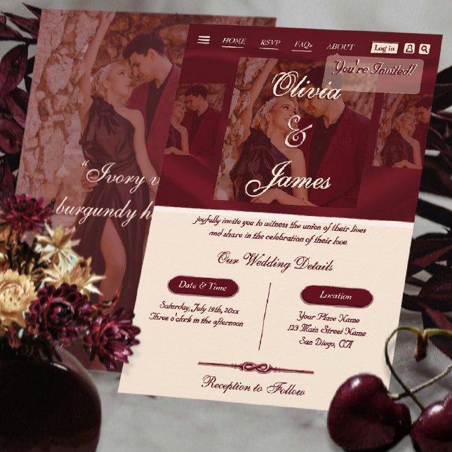 Convite de Casamento Moderno com Foto Sobreposta B (Criador carregado)