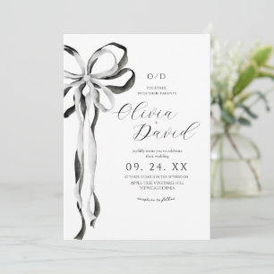 Convite de Casamento Moderno com Laço Preto Minima