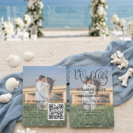 Convite de Casamento Moderno com QR Code e Foto Sc