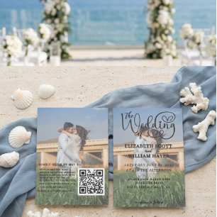 Convite de Casamento Moderno com QR Code e Foto Sc