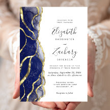 Convite de Casamento Moderno com Tinta Azul Naval 
