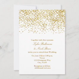 Convite de Casamento Moderno Confete Pontos Dourad